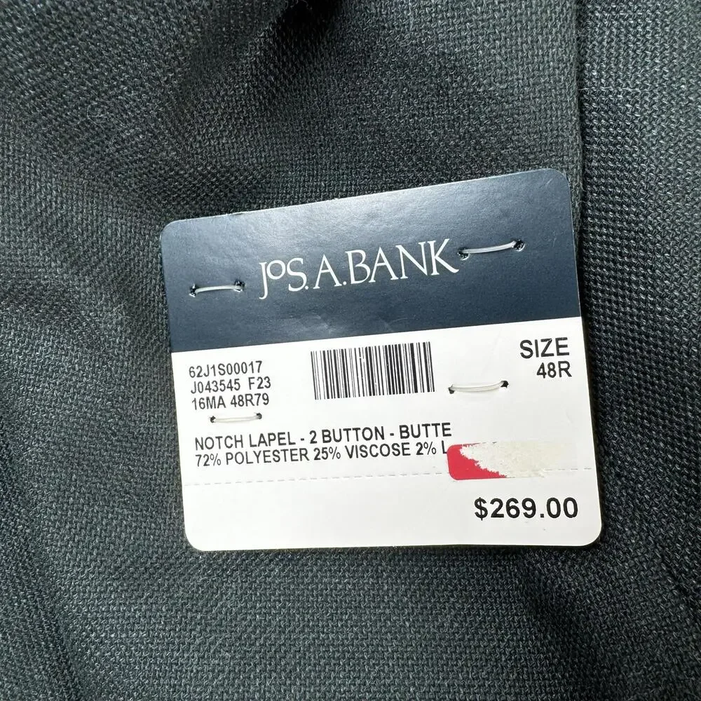 Jos. A. Bank Suit Jacket Mens Size 48R Green Stretch Tailored Fit Notch Lapel